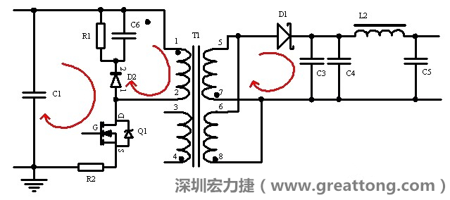 元件布局的時候，要優(yōu)先考慮高頻脈沖電流和大電流的環(huán)路面積，盡可能地減小,以抑制開關(guān)電源的輻射干擾