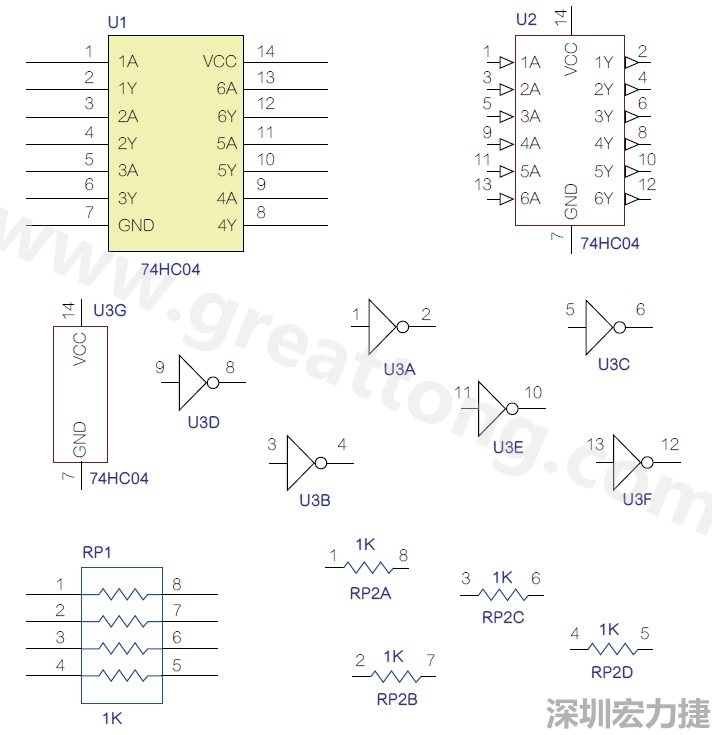 圖1 半導體元件供應商所畫的電路圖符號是模擬元件的接腳圖，而非訊號流程。